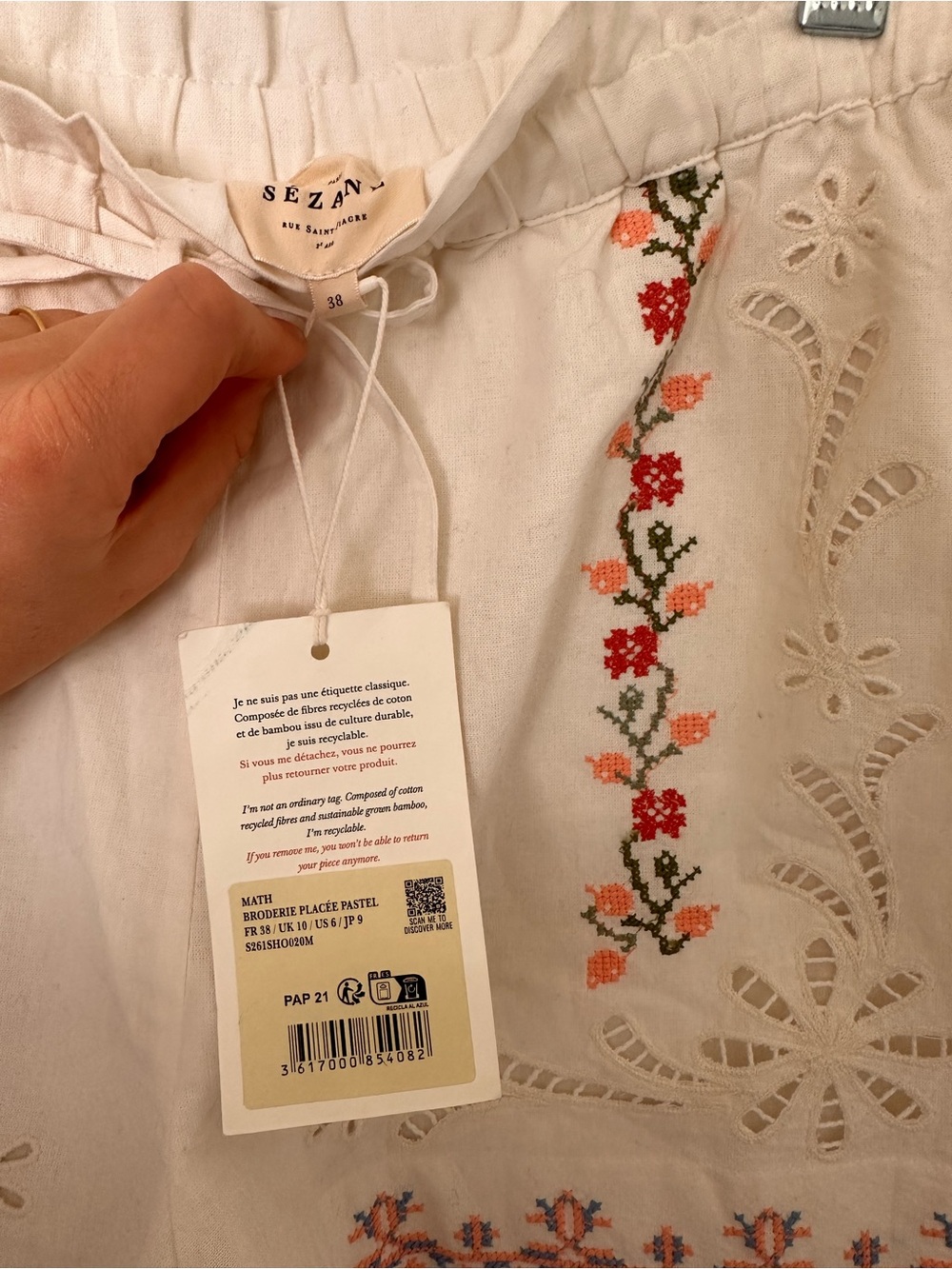 Sezane white embroidered Math shorts - Picture 6 of 10